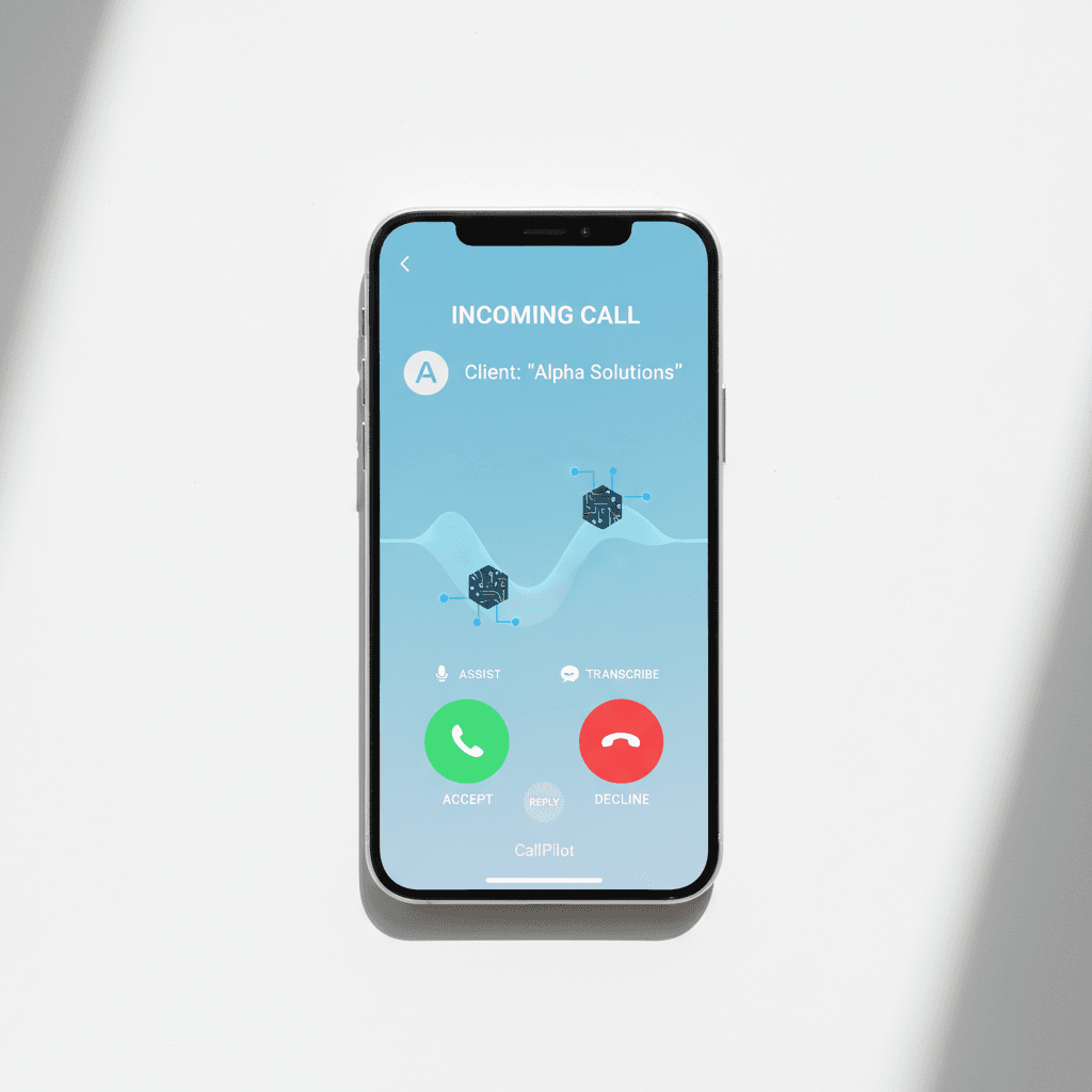 Smartphone displaying voice-activated appointment scheduling interface with confirmation message on clean white surface