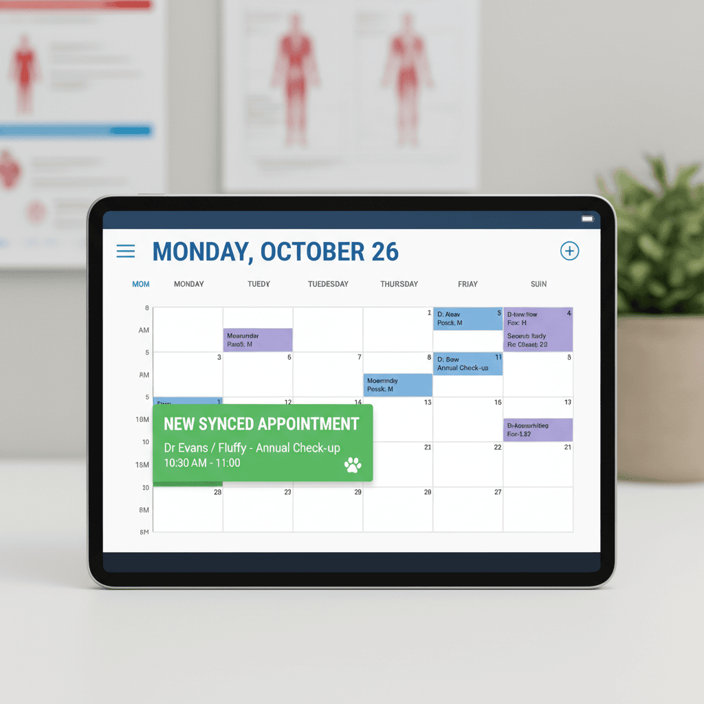 Appointment automatically synced to clinic calendar
