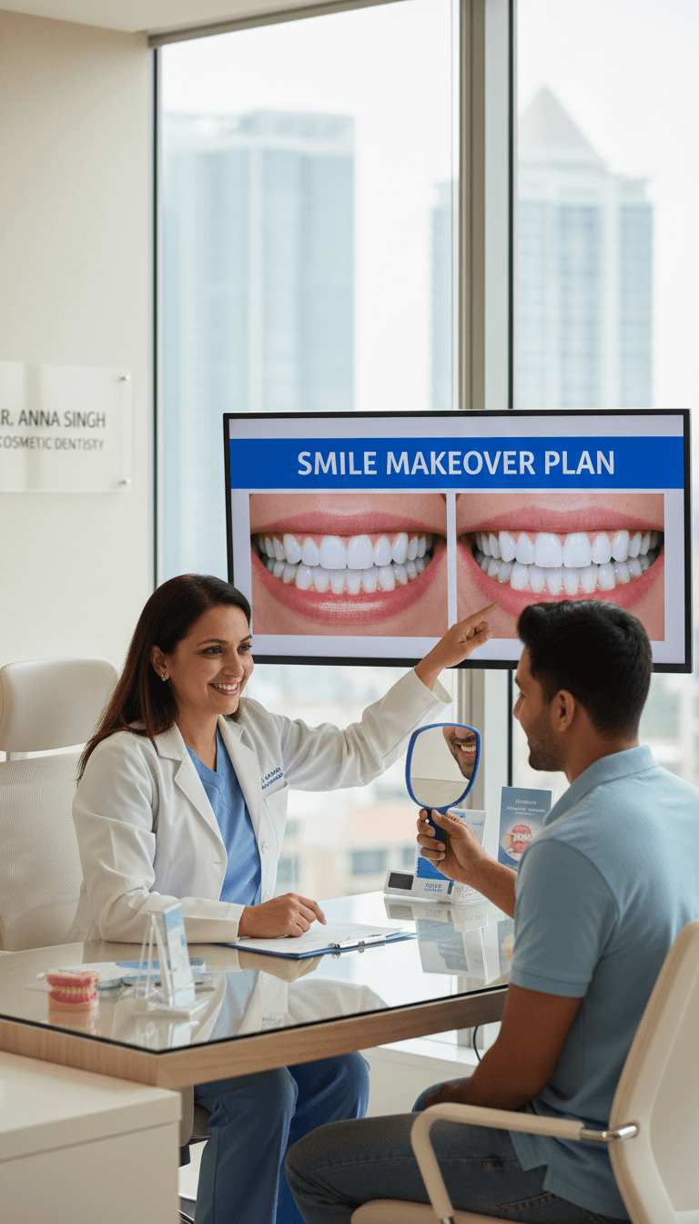 Cosmetic dentistry consultation with patient