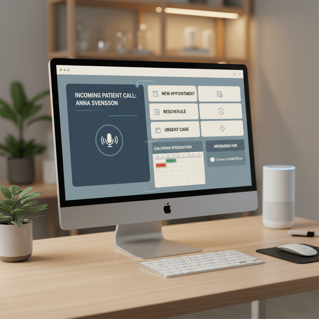 AI receptionist system answering patient call