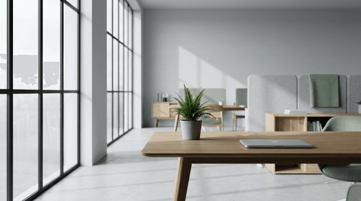 CallPilot founder working at a modern Copenhagen-based workspace with SaaS dashboard displayed