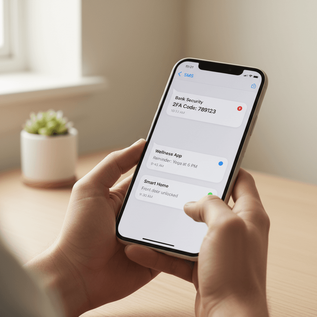 SMS with booking options on mobile phone